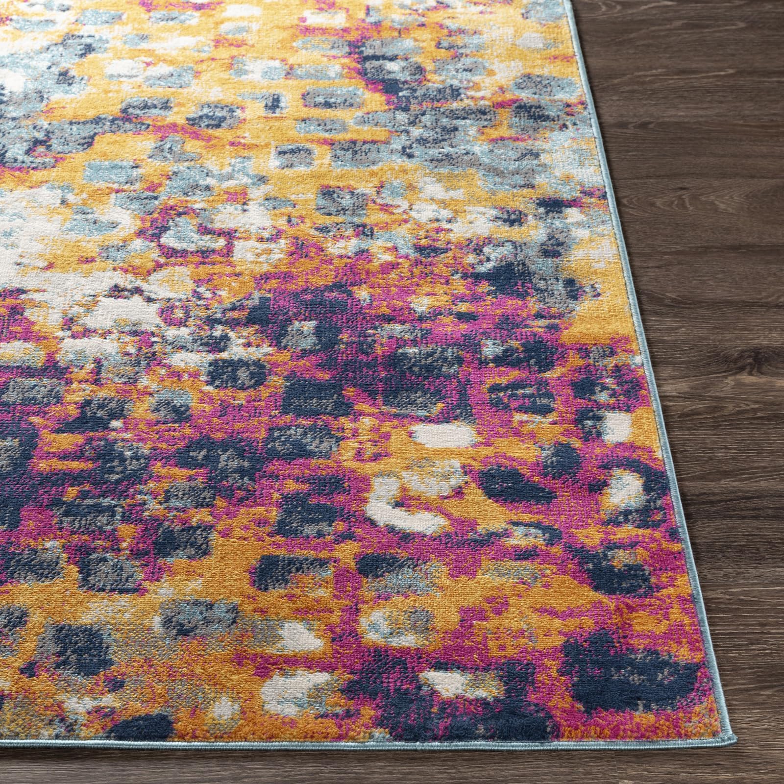 Livabliss Chlef Tapis Abstrait pour Salon, Couloir, Salle à Manger - Tapis Moderne à Poils Moyens - Doux et Luxueux - Facile d'entretien - Bleu Marine - Moutarde - Fuchsia - Beige - 80 x 220 cm