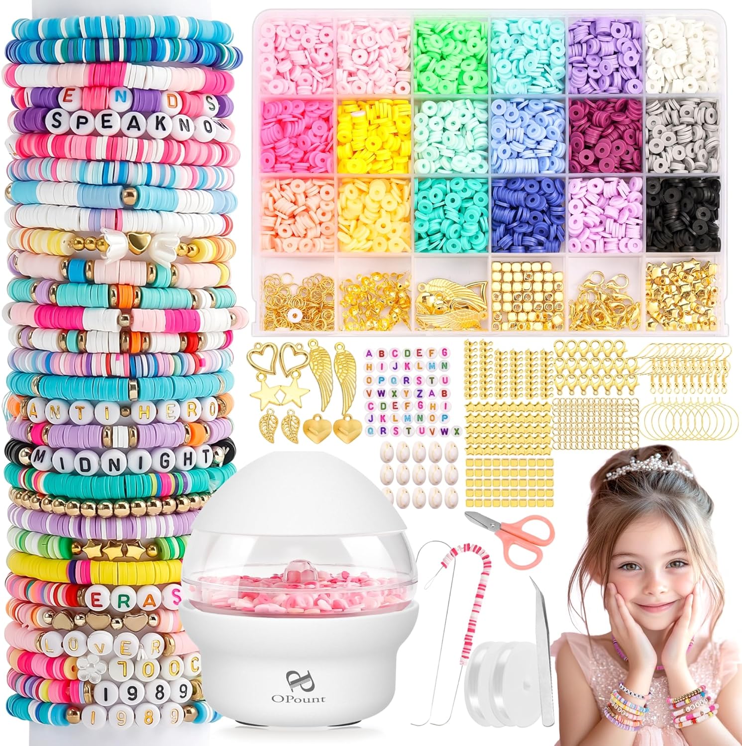 Amazon.com: Clay Beads Bracelet Making Kit, 4419+Clay Beads and Bead ...