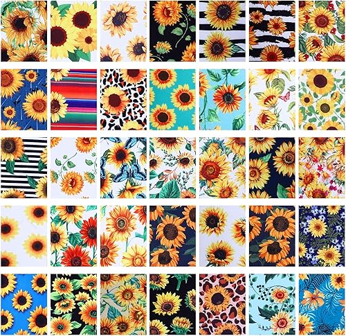 Miniatura 7 de 70 piezas de rollo de tela de algodón de gelatina de girasol, tiras de acolchado de tela de girasol de algodón de 2.55 pulgadas, tela de retazos