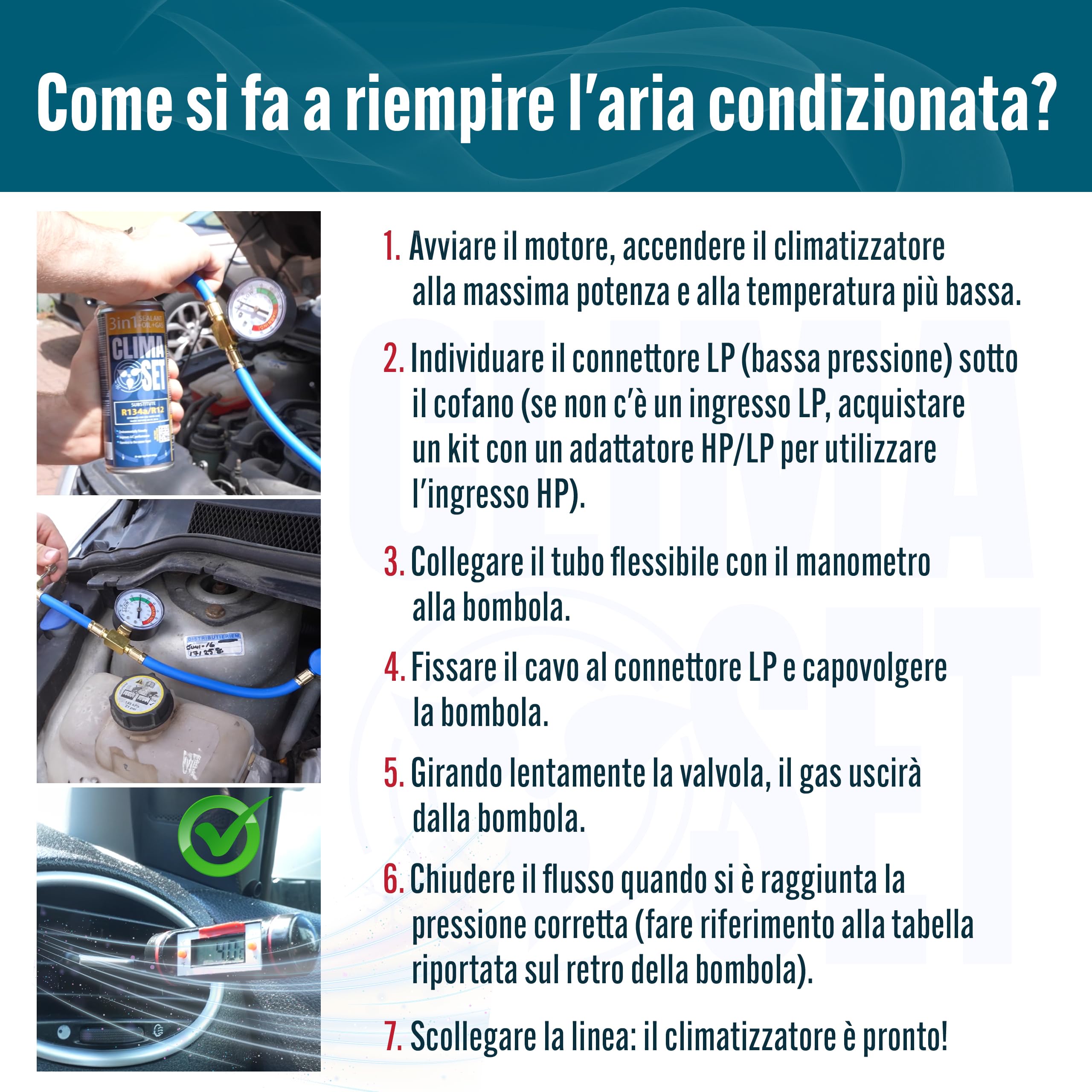 Sostituzione gas R134a 1 x 235 g + tubo per aria condizionata auto - per auto 1995-2016 - Refrigerante per aria condizionata automobilistica - gas per climatizzatore auto
