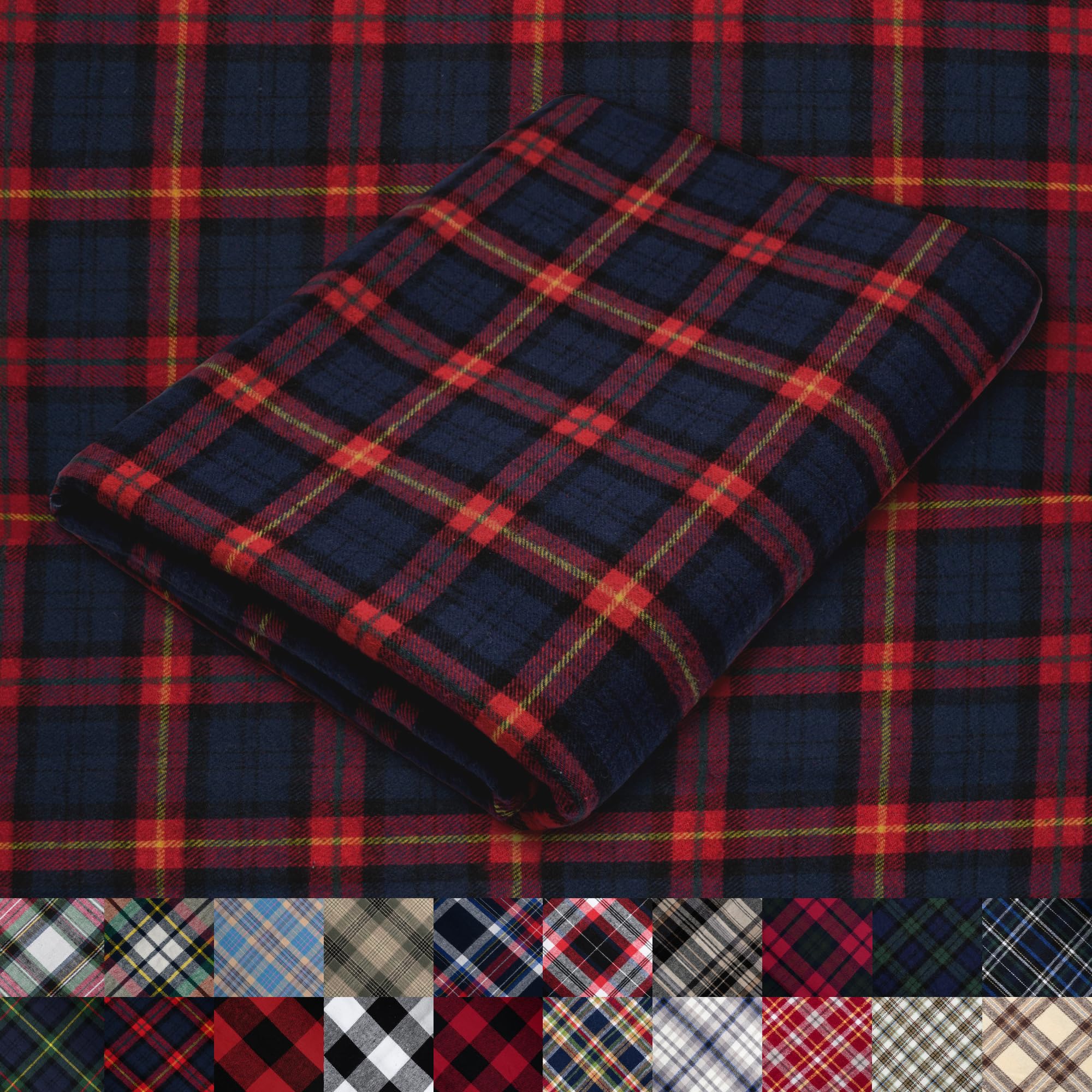 Pico Textiles 1 Yard Blue and Green Blackwatch Tartan Plaid Flannel Fabric - 60" Wide - 100% Cotton - Sold by The Yard - for Shirts, Scarves, Pajamas & Receiving Blankets — view 48