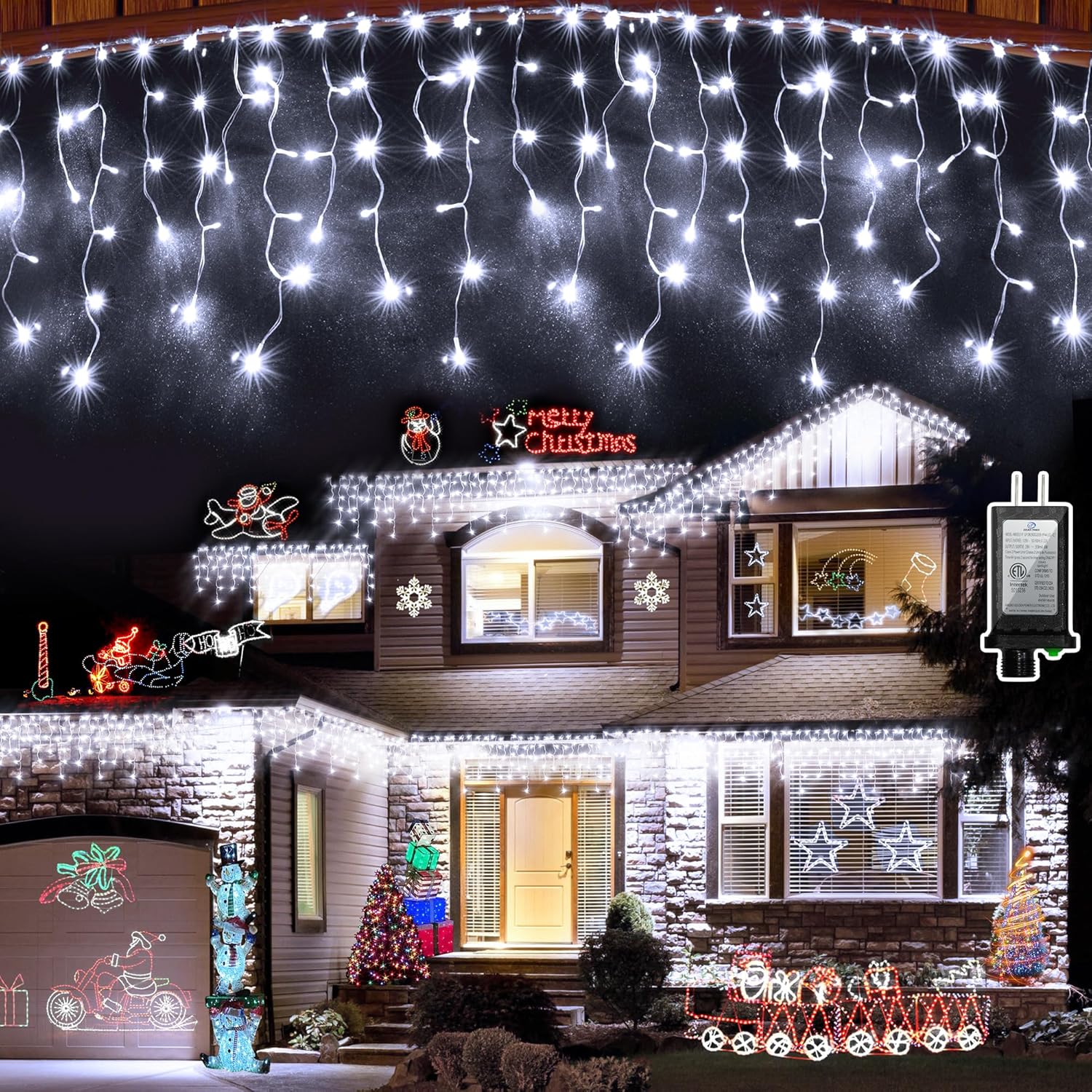 810 LED Christmas Lights Outdoor Indoor, 82ft Cool White String Lights with 180 Drops, 12 Modes Dimmable Curtain Lights with Timer, Waterproof Twinkle Fairy Lights for Bedroom Window Xmas Decor Cool White 82 FT with 180 Drops