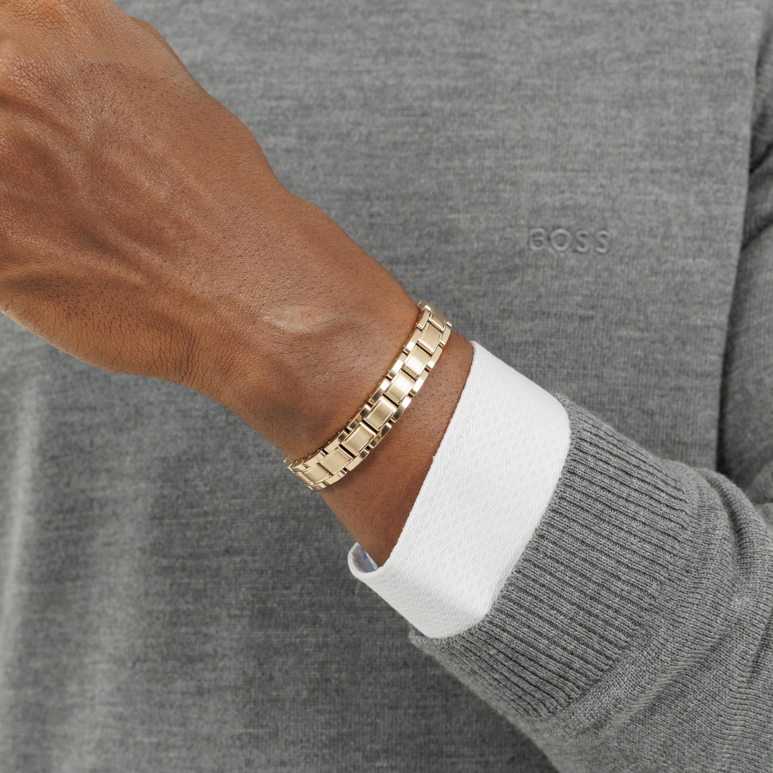 BOSS Jewelry Bracelet à maillons pour Homme Collection METAL LINK ESSENTIALS en acier inoxydable