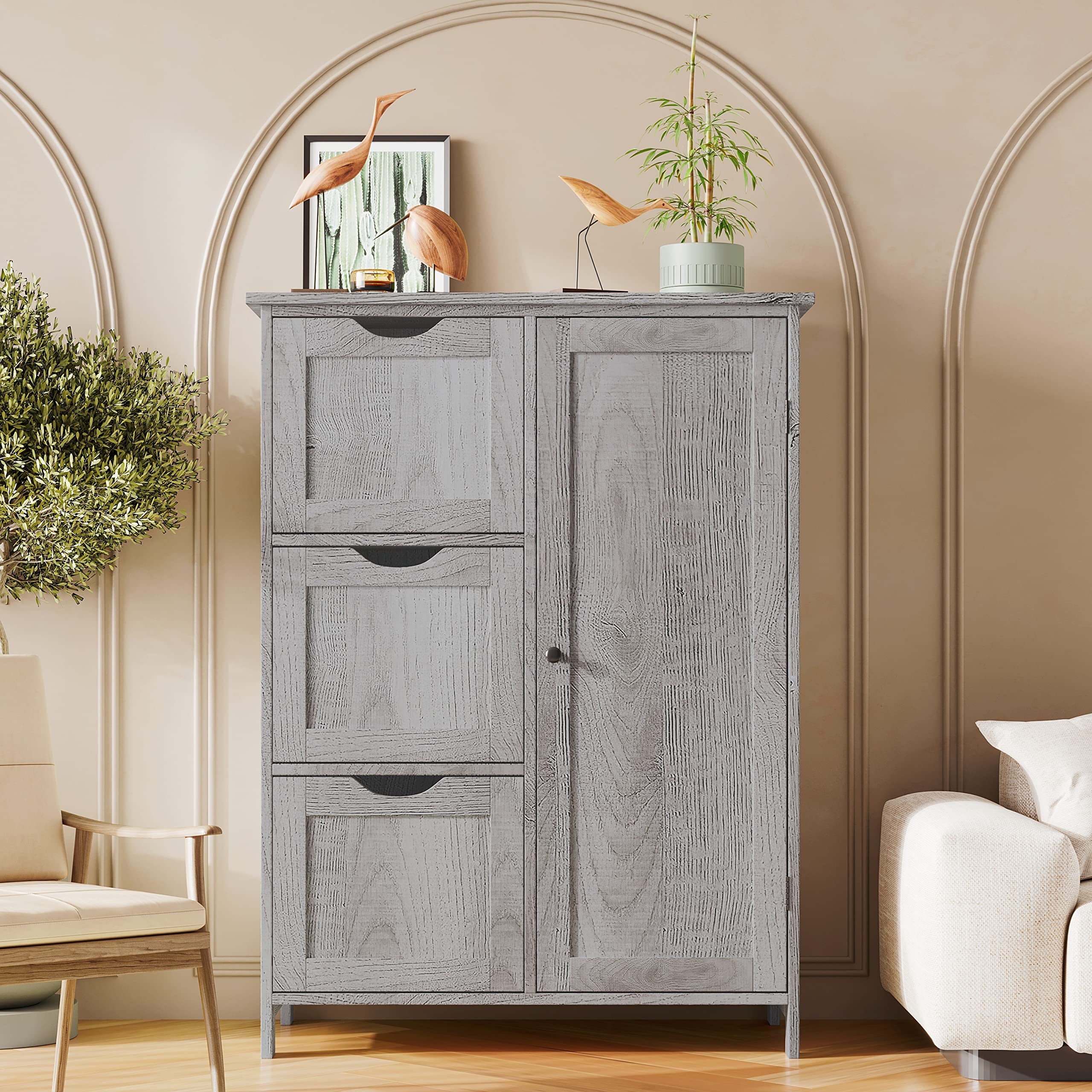 Reettic Bathroom Floor Wooden Freestanding Storage