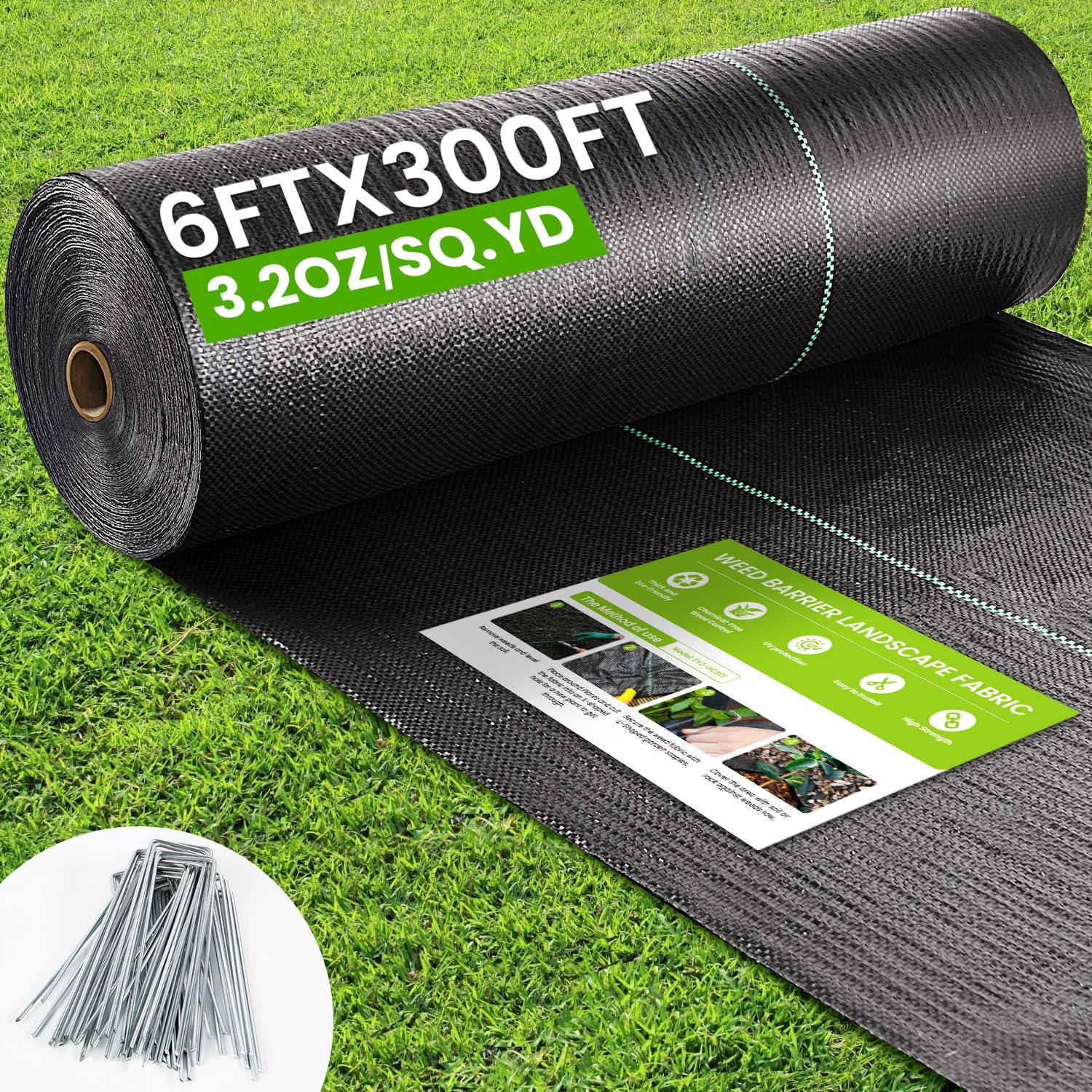 Rintea 6FT x 300FT Weed Barrier Fabric