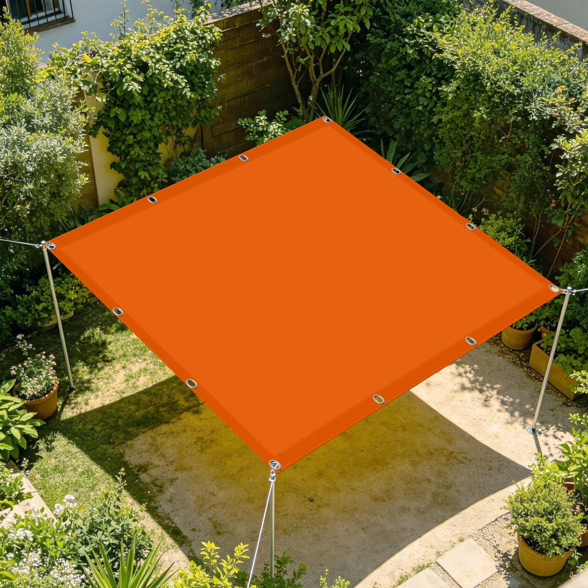 Toile d'ombrage contre la chaleur du soleil patio orange 1.4x5 m