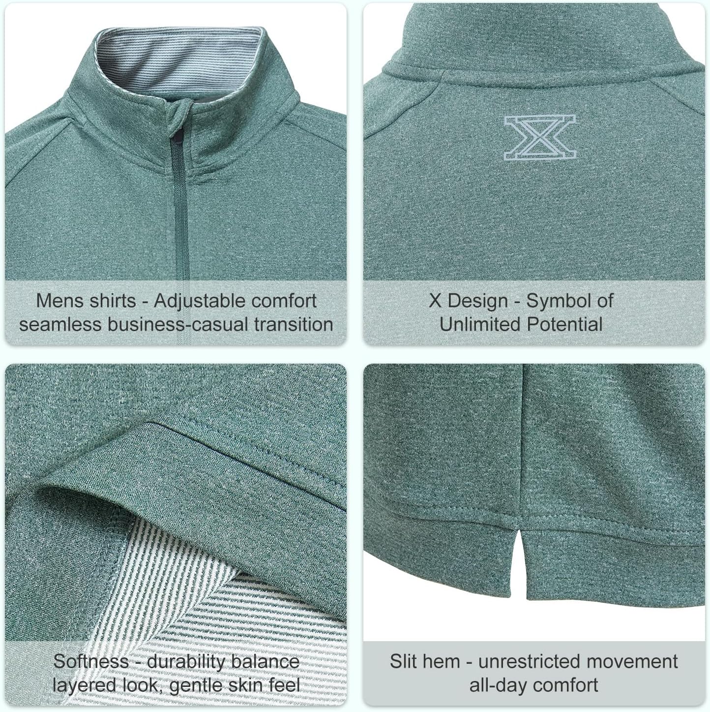 UPF 50+ Performance Polo Shirt for Men, Long Sleeve 1/4 Zip with Brushed Stretch Fabric for Golf Business Casual - Image 6