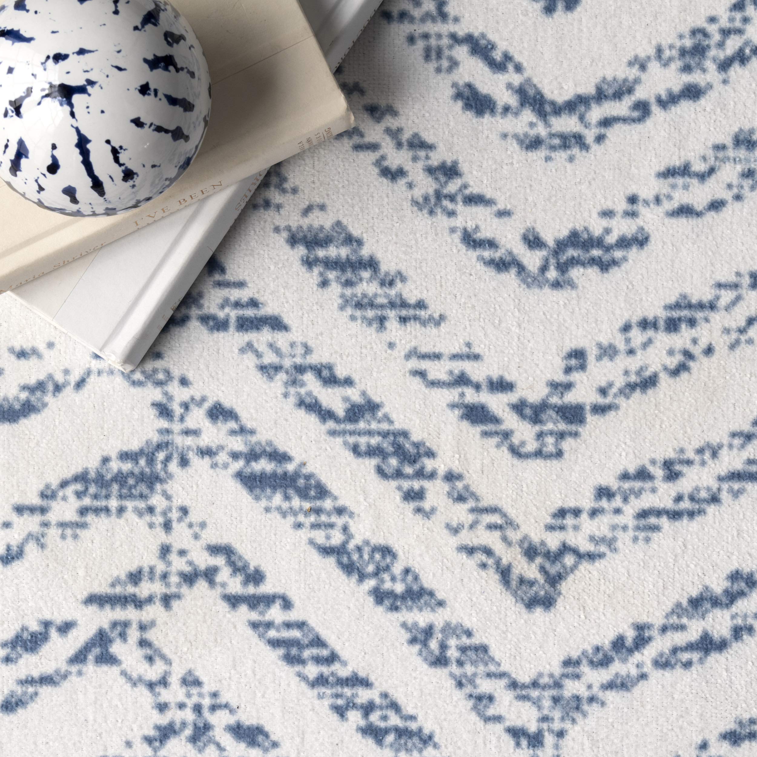 nuLOOM Rosanne Machine Washable Geometric Area Rug, 5' x 8', Blue