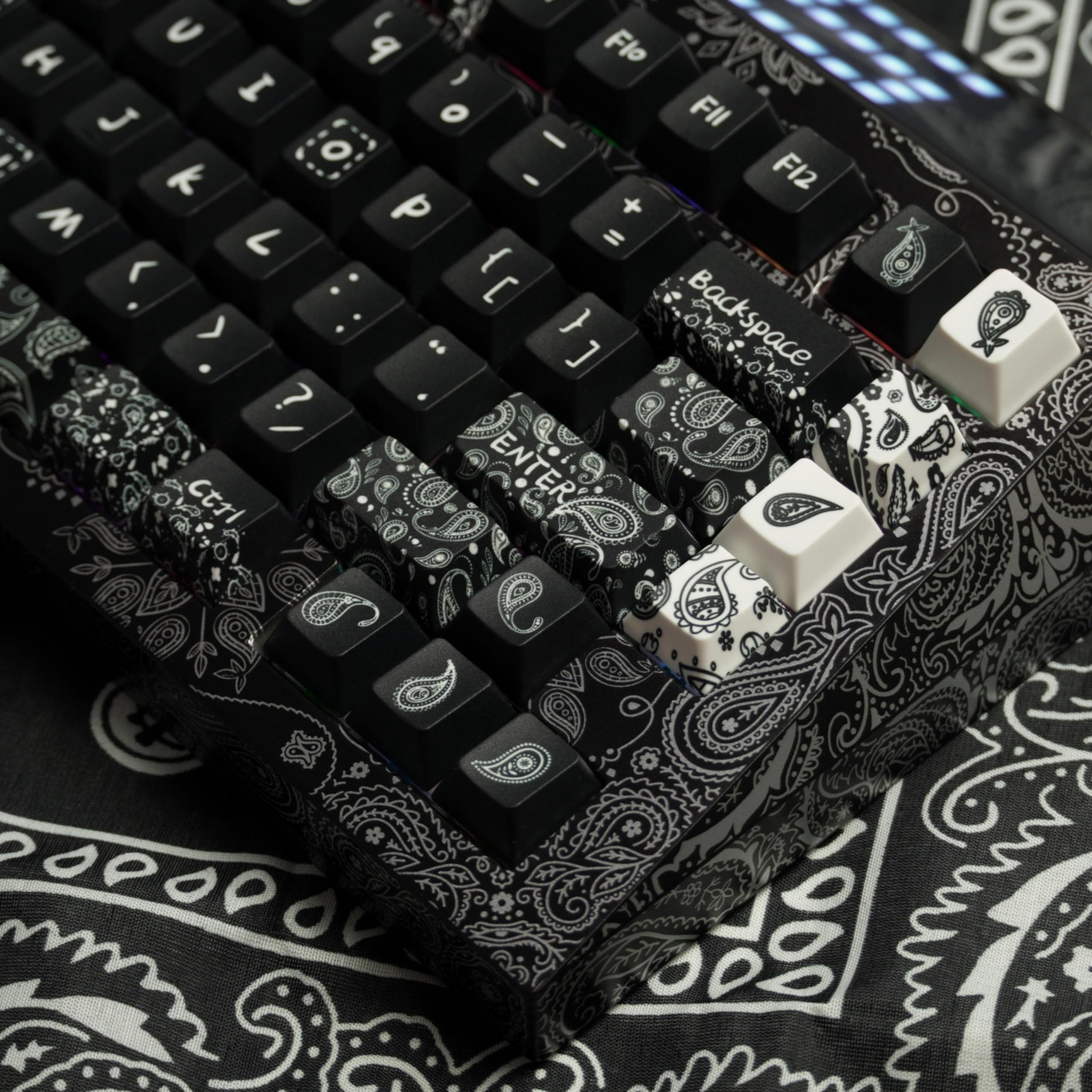 90% PBT Paisley Keycaps – 140 Tasten, Cherry Profile, Durchscheinend, Für Mechanische Tastaturen