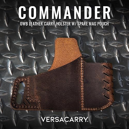 Miniatura 2 de Versacarry Commander Leather Holster  4 Different Sizes to Fit Most Pistols - Outside The Waistband Carry  Holds Spare Magazine  USA Crafted  2023 -