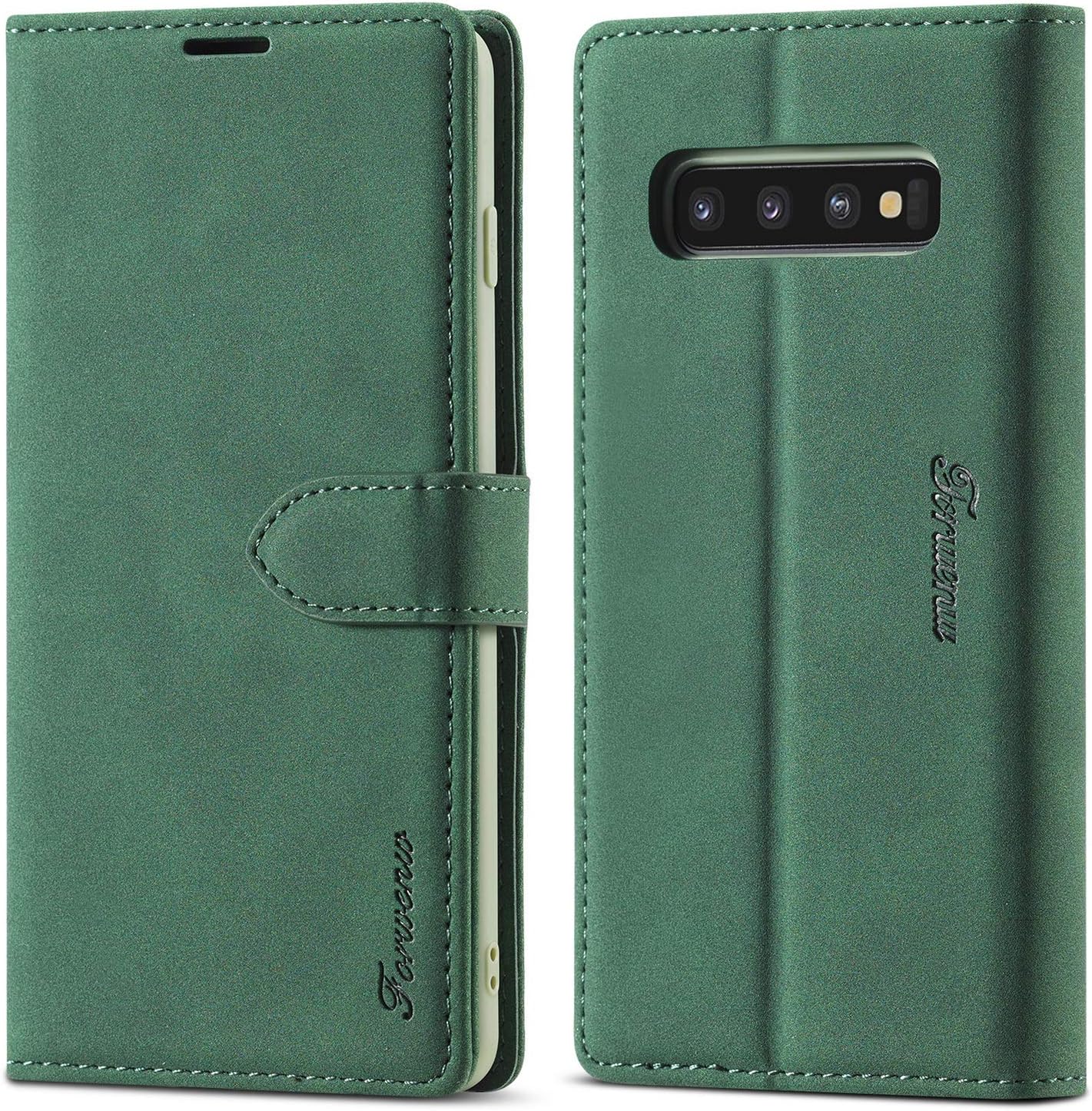 – LOLFZ Wallet Case for Samsung Galaxy S10E, Vintage Leather Case Card Holder Kickstand Magnetic Closure Flip Case Cover for Samsung S10E - Green