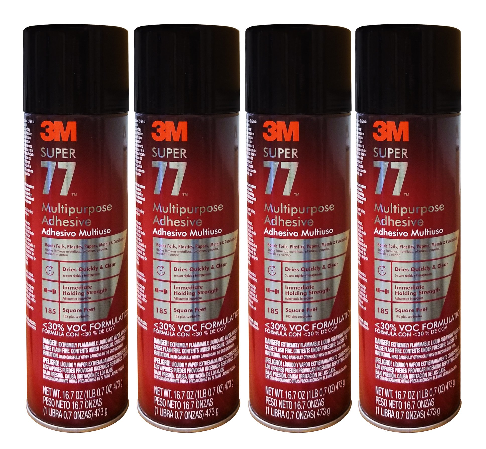 QTY4 3M Super 77 16.7 OZ Spray Glue for Cardboard INSULLATION Craft Paper Fabric