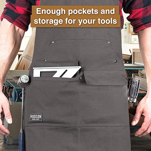 Miniatura 6 de Hudson Durable Goods - Delantal de lona encerada de alta resistencia, ajustable hasta XXL para hombres y mujeres