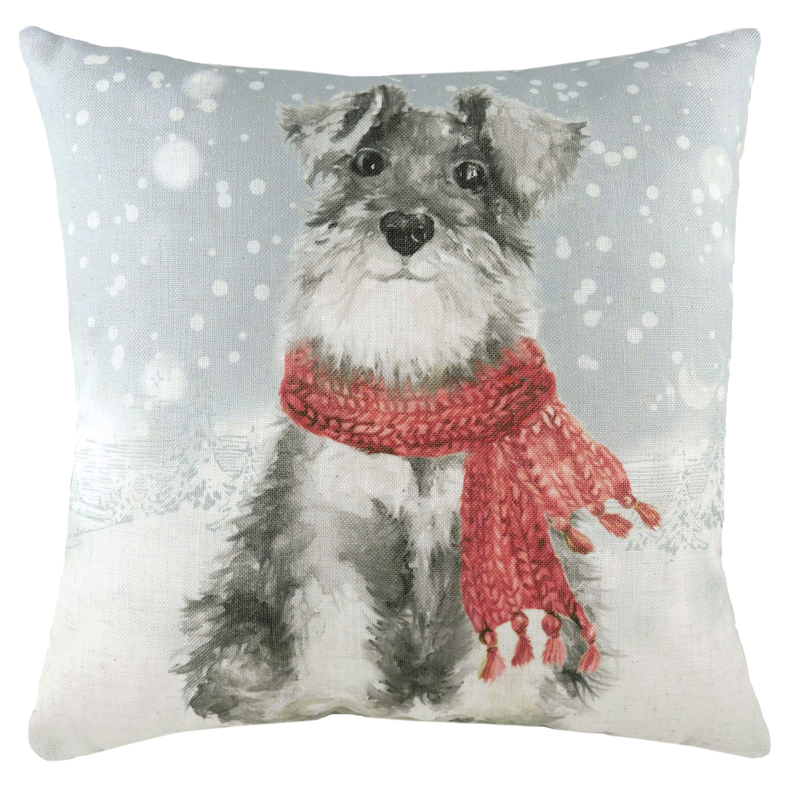 Evans Lichfield Snowy Dog With Scarf Throw Pillow Cover