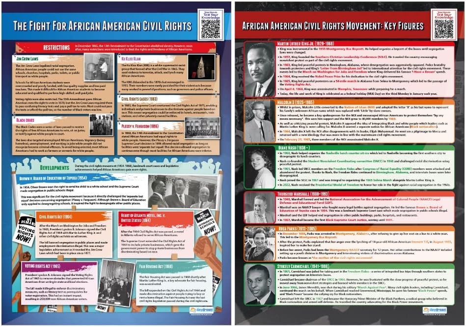 African American Civil Rights Posters,Set of 4,Civil Rights and Social Studies Posters for Schools,Daydream Education