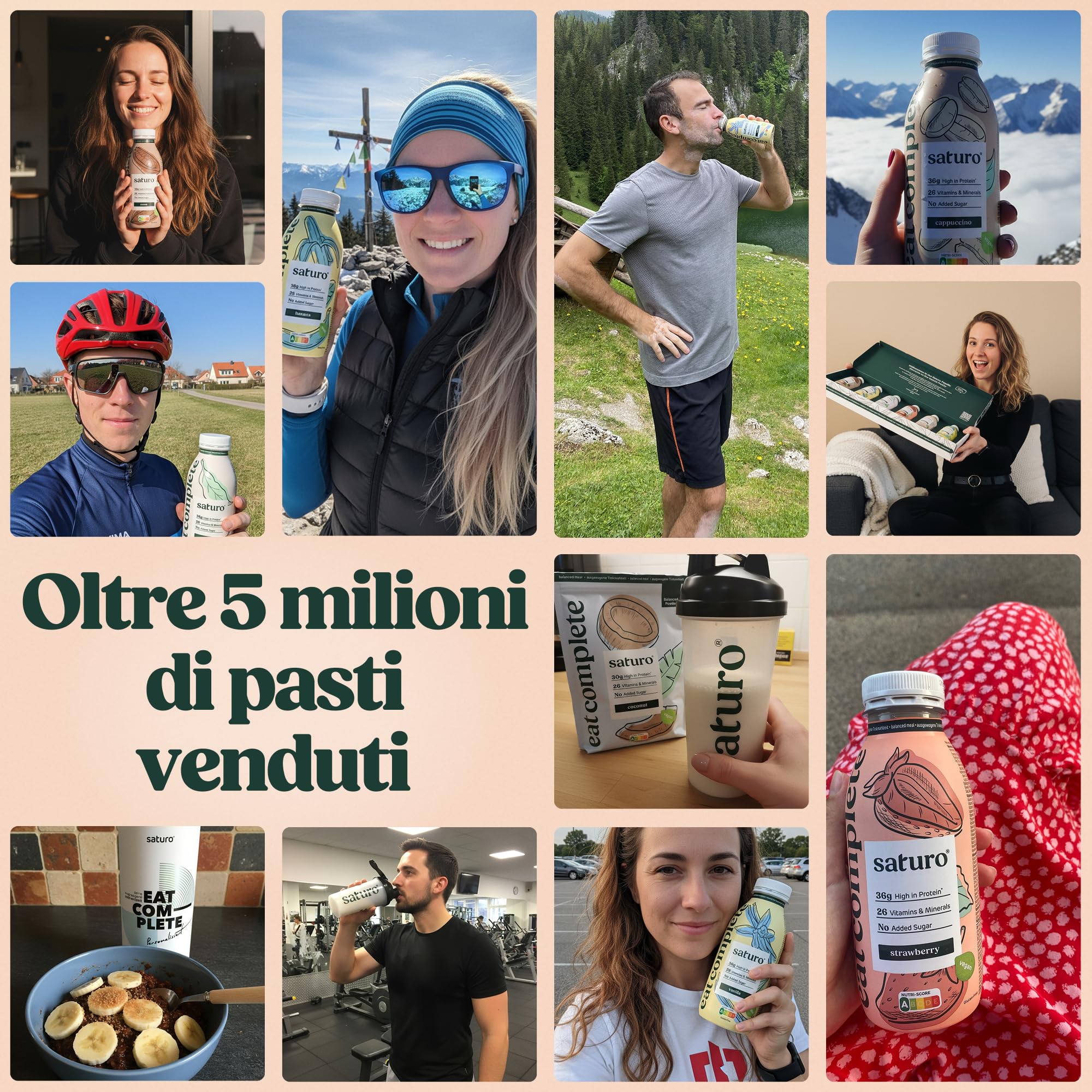 Saturo Pasto Sostitutivo Frullato Gusto Cocoa | 36 g di proteine & senza zucchero | 400 kcal | Vegano | Pasto Bevibile con Nutrienti Essenziali | Cioccolato | 6 x 400 ml