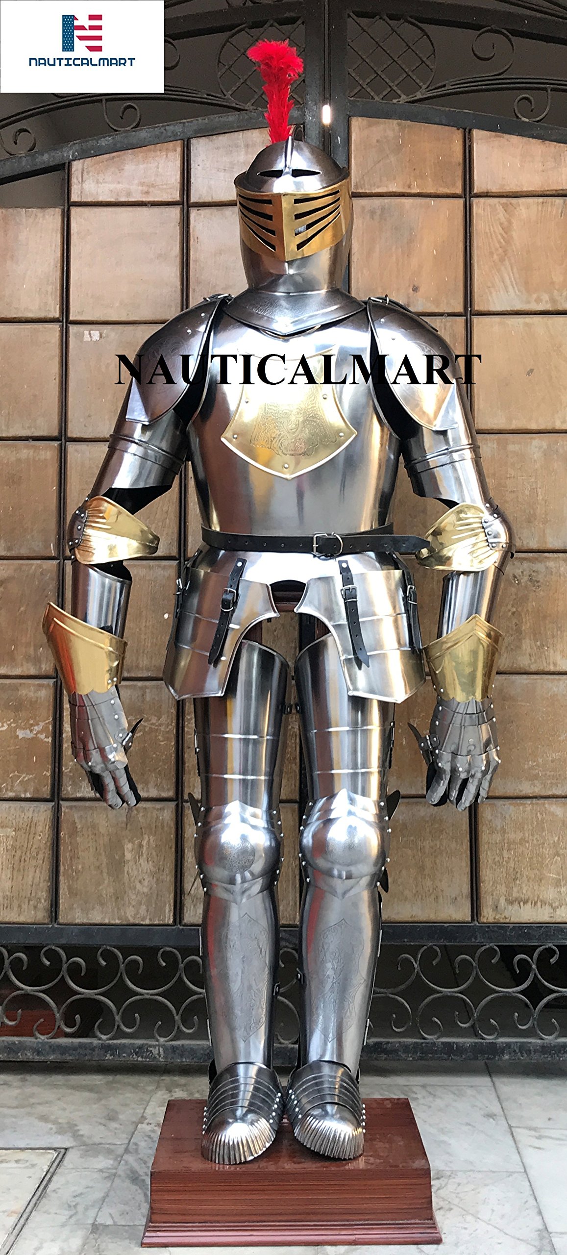 NauticalMart 15th Century Spanish Brass Etched Dark Wearable Halloween Suit of Armor