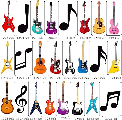 Miniatura 3 de Decoración de guitarra, 48 piezas de guitarra de rock, para tartas de cumpleaños, notas musicales, decoraciones de fiesta para guitarra, músico,