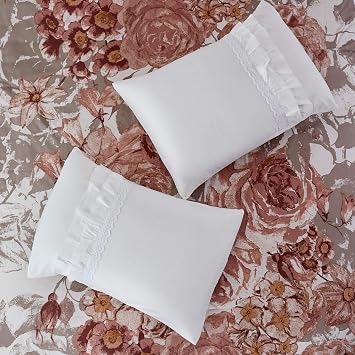 Modern Threads Rose Farmhouse 8-Piece Embellished All Season Down Alternative Comforter Set Bedding with Matching Shams, Decorative Pillows King/California King