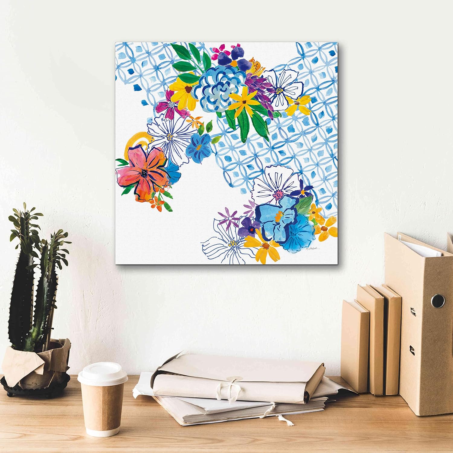 Epic Graffiti 'Flower Power IV' by Mike Schick, Giclee Canvas Wall Art, 18"x18"