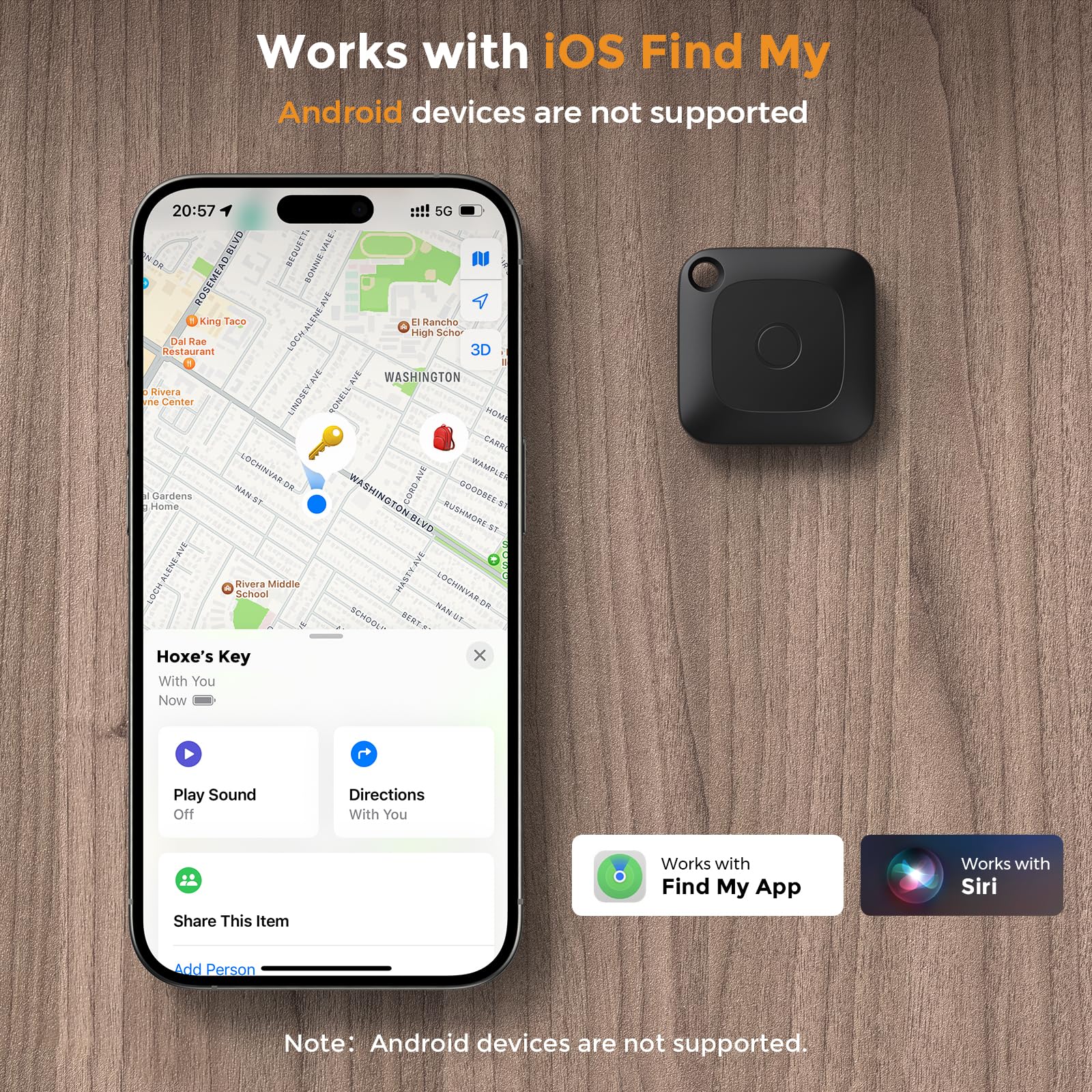 Hoxe Air Tracker Tag, Smart Tag Funziona con Apple Dov'è App (Solo iOS), Localizzatore Chiavi, Trova Oggetti per Valigie/Bagagli, 100dB Sonoro, Batteria Sostituibile, Impermeabile Key Finder, 1-Pezzo