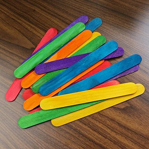 Miniatura 6 de Palitos de manualidades jumbo de colores, palos de madera para manualidades de 6 pulgadas (paquete de 100)