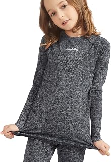COOLOMG Boys&Girls Seamless Compression T-Shirts Winter Baselayer Shirt Tops Kids Youth for Basketball Skiing Hockey