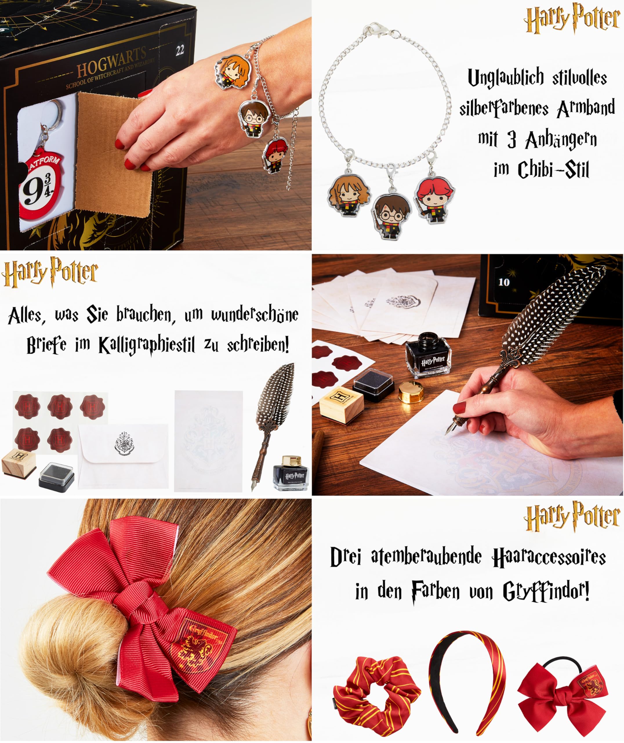 Harry Potter Adventskalender 2025 Kinder, Countdown Kalender mit 24 Überraschungen, Schmuck, Haarschmuck Mädchen, Schreibwaren Set, Geschenk Idee (Schwarzer Würfel)