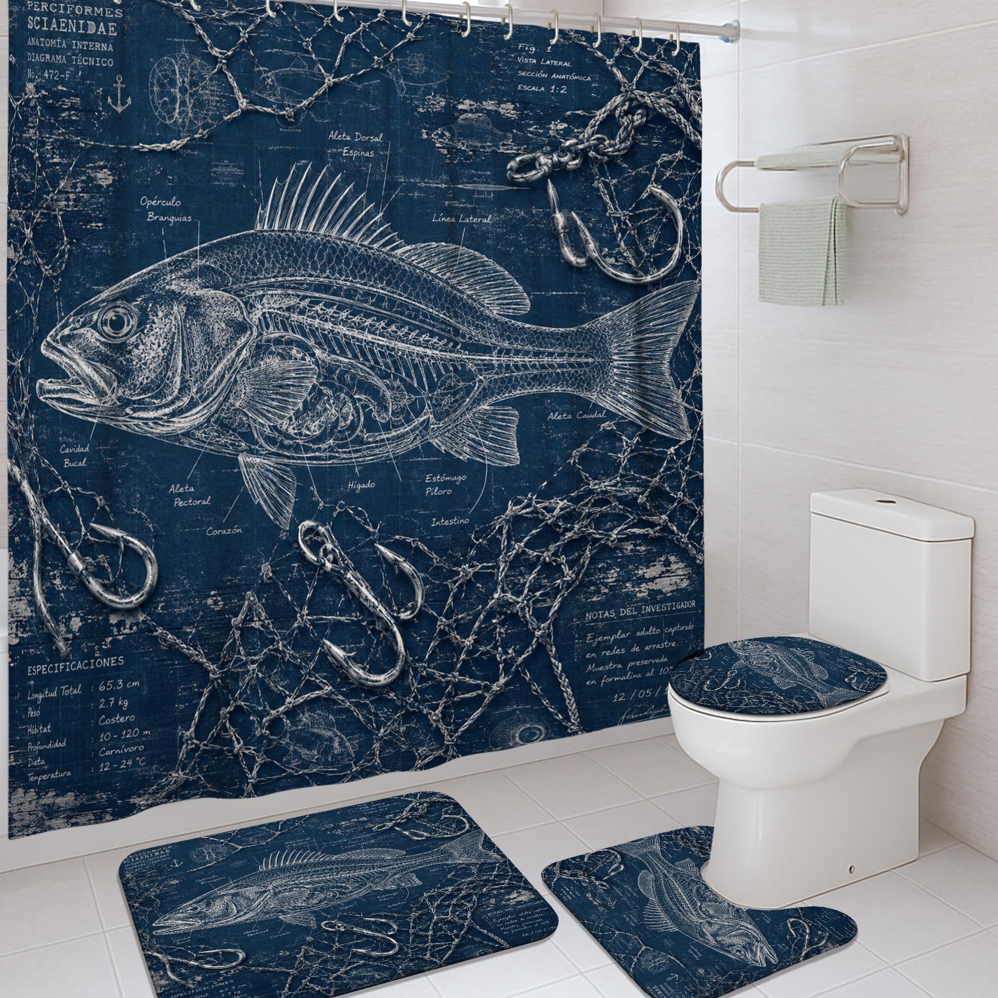 Rideau de douche nautique 183 cm pour stopper les éclaboussures