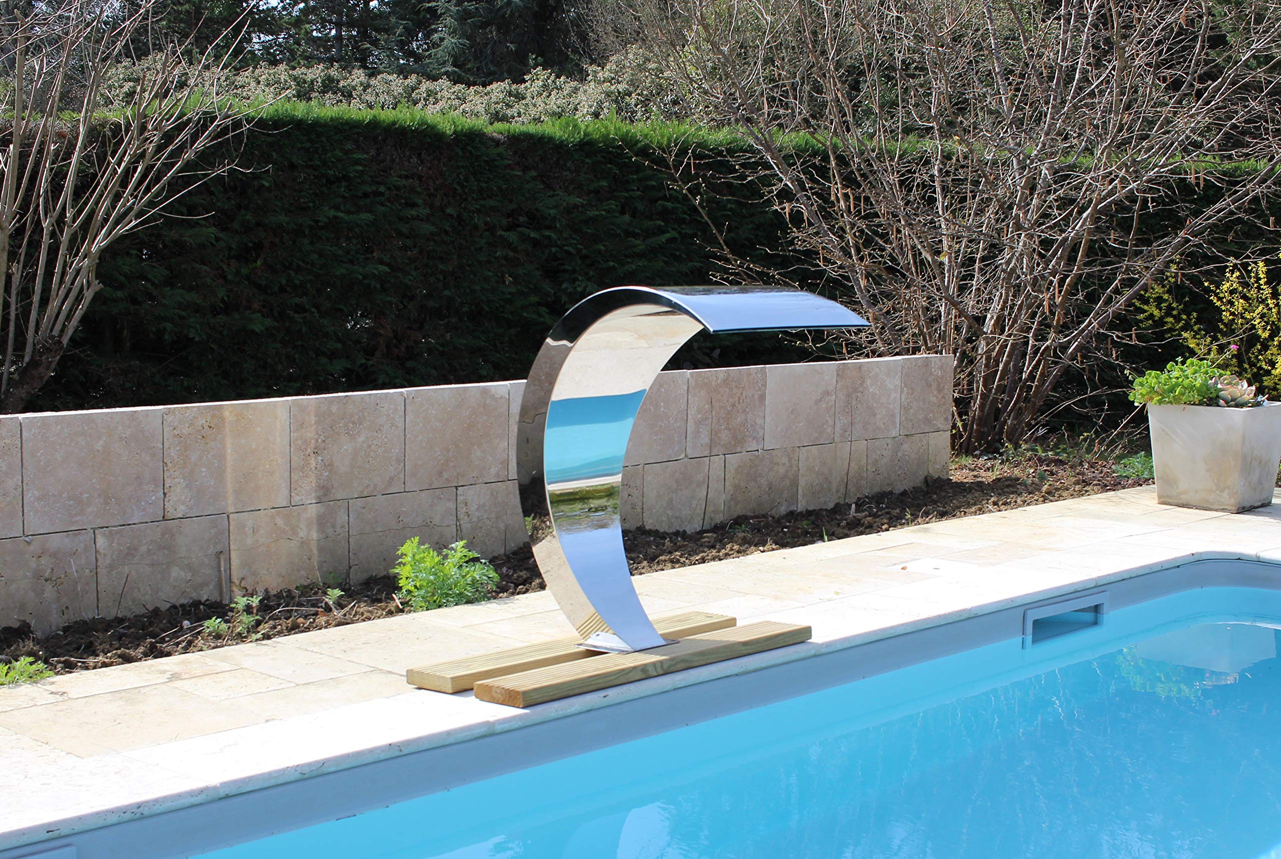 Cascade INOX 316 Fontaine Piscine Bassin Modèle Cobra Hauteur 80cm