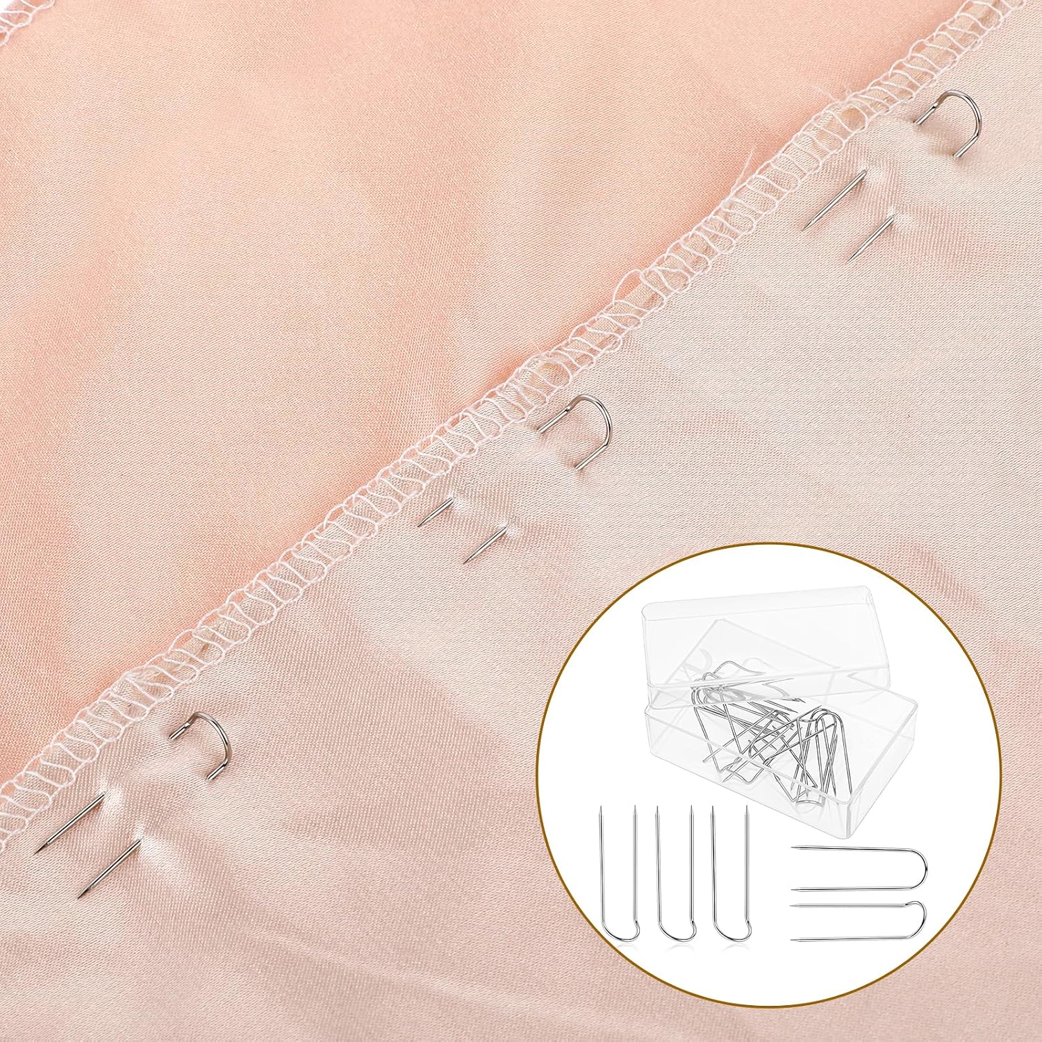 50 Pcs Stainless Steel Sewing Pins - Multipurpose U-Pins for Quilting, Jewelry Display & Double Blocking