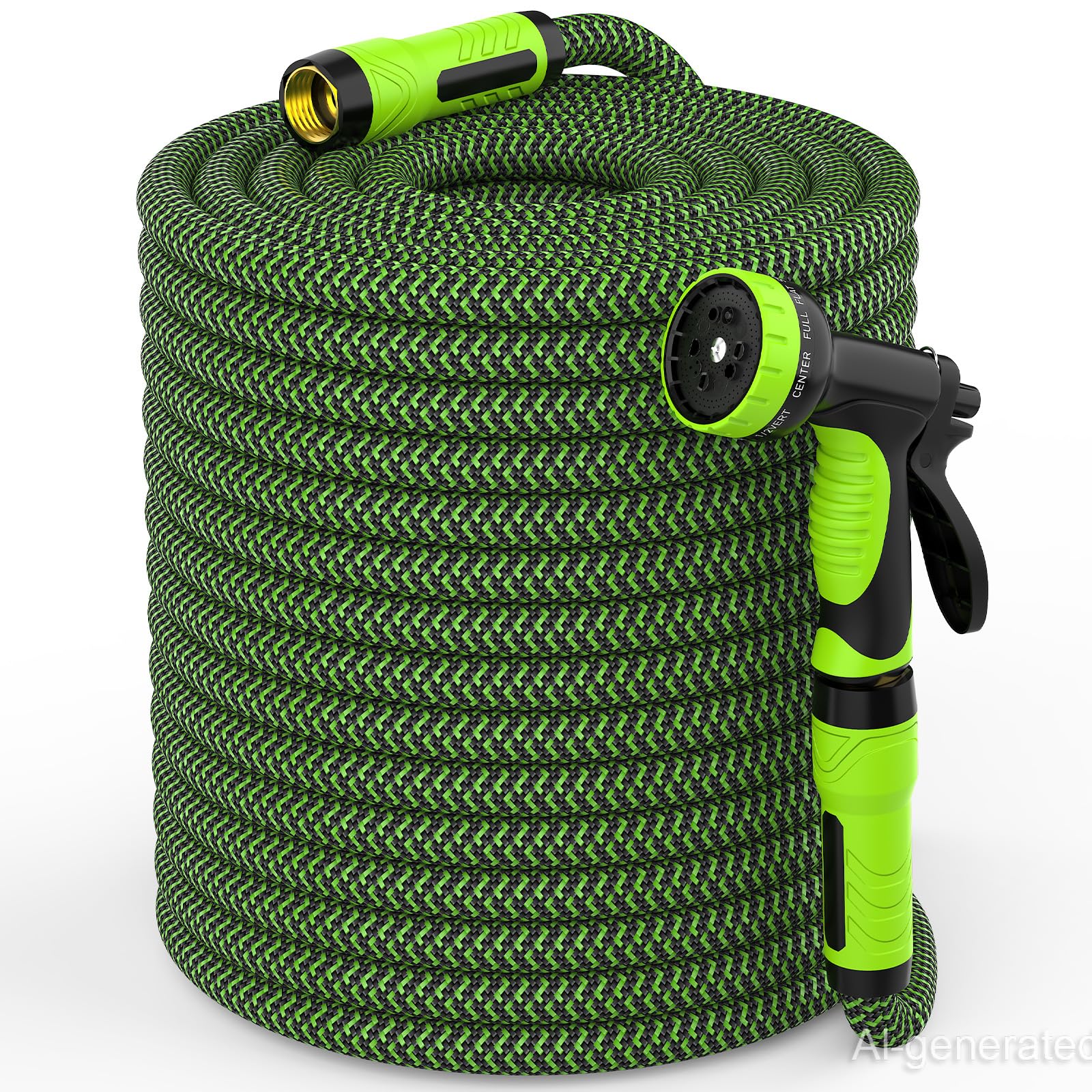 NON-EXPANDABLE Garden Hose 100ft x5/8'', Heavy Duty Flexible Water Hose with 10-Function Sprayer, Lightweight, Leak Proof, Durable Fabric Skin, Pressure Resistant for Yard, Outdoor