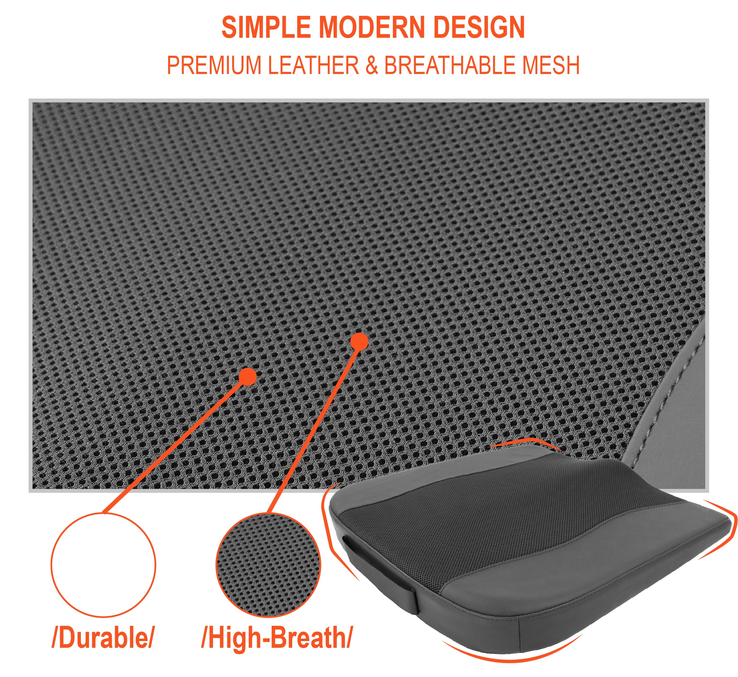 Cuscino per seggiolino auto, comodo cuscino in memory foam per guida, sollievo da sciatica e lombare, cuscino per sedile auto, conducente, sedia da ufficio, sedia a rotelle (ossidiana nero speck nero)