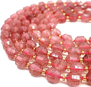 ABCGEMS Brazil Strawberry Lepidocrocite Beads (Enhanced Prism Shape That Amplifies The Energy - Allows Energy to be Dispersed in All Direction) Diamond-Cut Double-Terminated-Point Energy-Prism 7x8mm