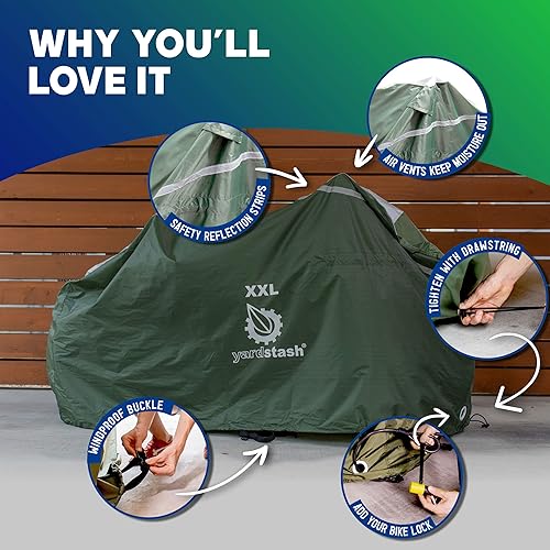 Miniatura 4 de YardStash Funda para bicicleta – Fundas reflectantes XXL para almacenamiento exterior – Refugios de lona de jardín impermeables y resistentes a la
