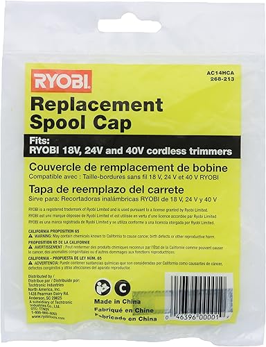 Miniatura 5 de Ryobi - Tapa de carrete de repuesto AC14HCA original OEM para recortadoras inalámbricas 18V, 24V, 40V Ryobi
