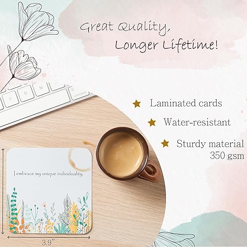 Miniatura 5 de Afirmaciones positivas y preguntas que invitan a la reflexión para mujeres | Tarjetas diarias motivacionales y conscientes