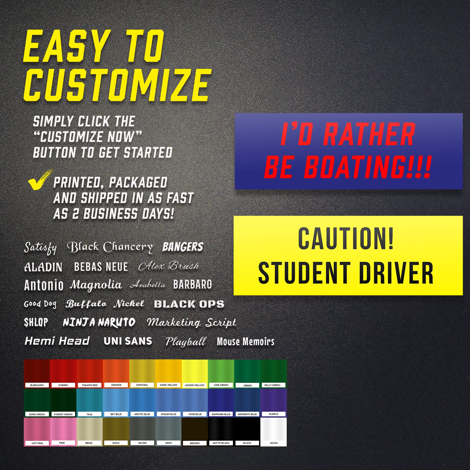 Custom Bumper Sticker Magnet - Personalized Bumper Magnet - Customizable Bumper Magnet - Create Your Own - 10'' x 3'' - Choose Font and Color - Made in USA Multi Color BUMPERMAGNET0000001