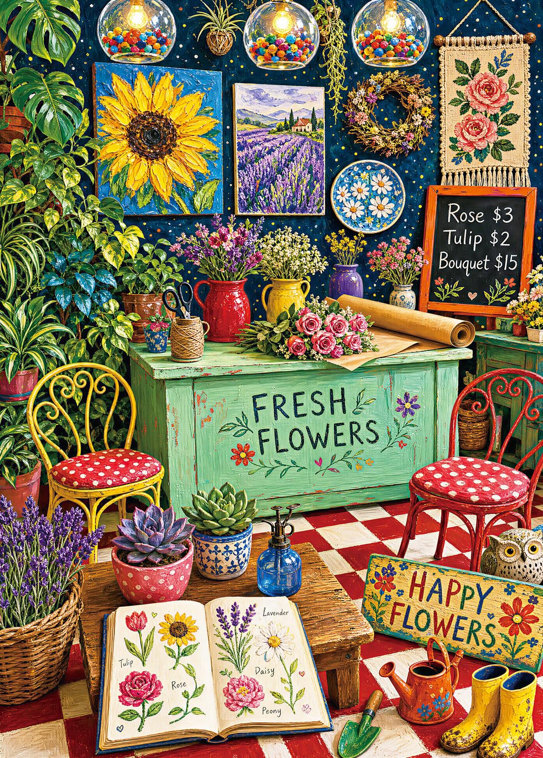Puzzles 1000 Pieces for Adults-Fresh Flower Shop โ image 1