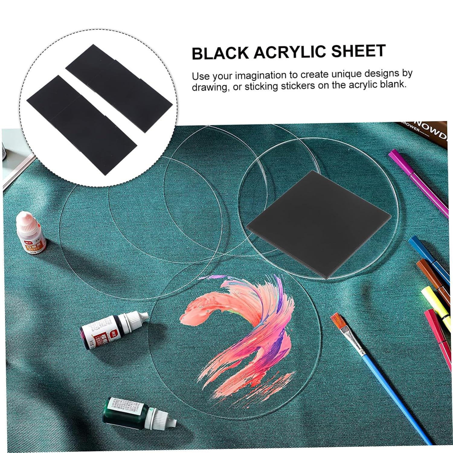 Gatuida 30pcs Black Acrylic Square Blank Panels for Crafts and Painting Projects for Home Decor and Creative Displays