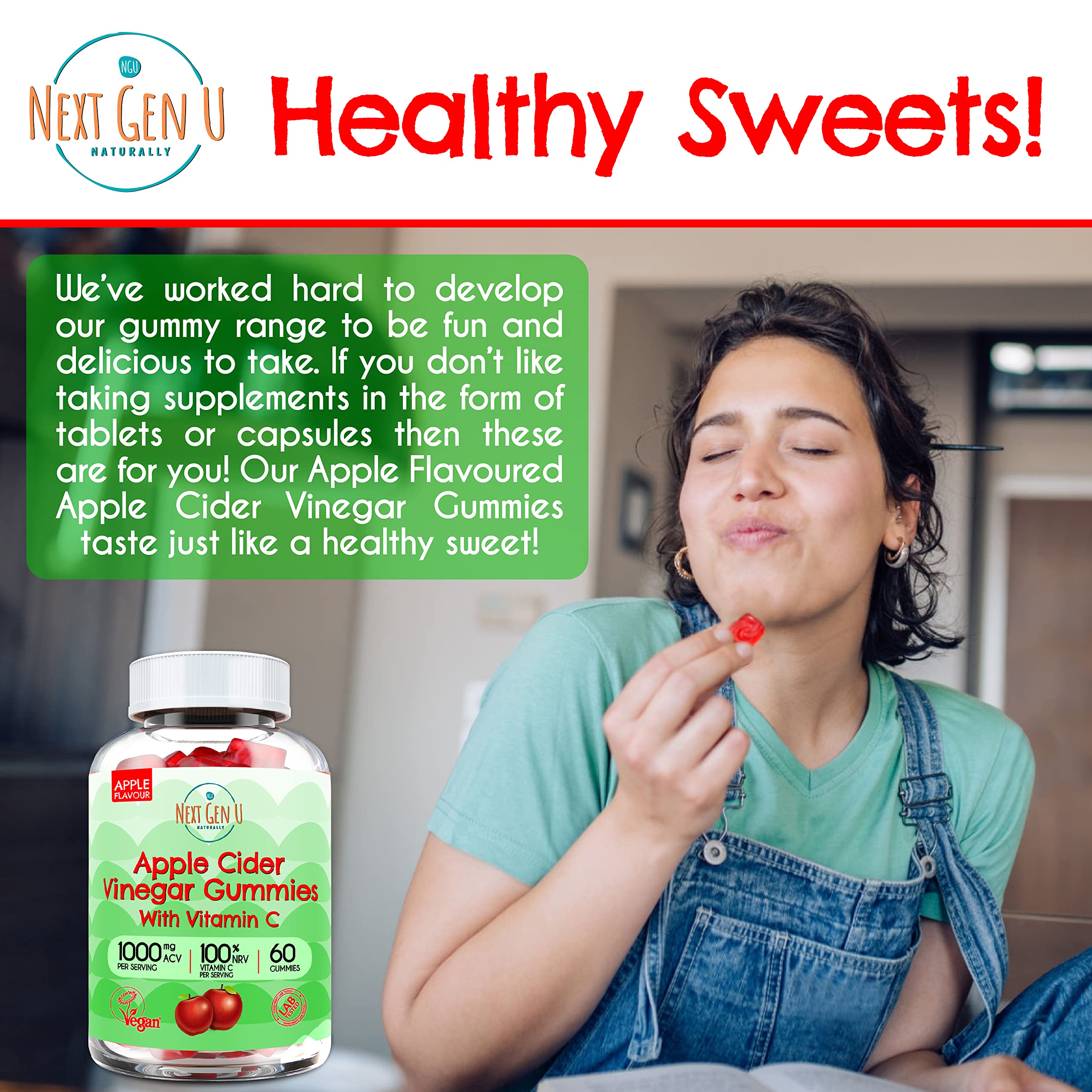 Apple Cider Vinegar Gummy with The Mother 1000mg 100 NRV Vitamin C