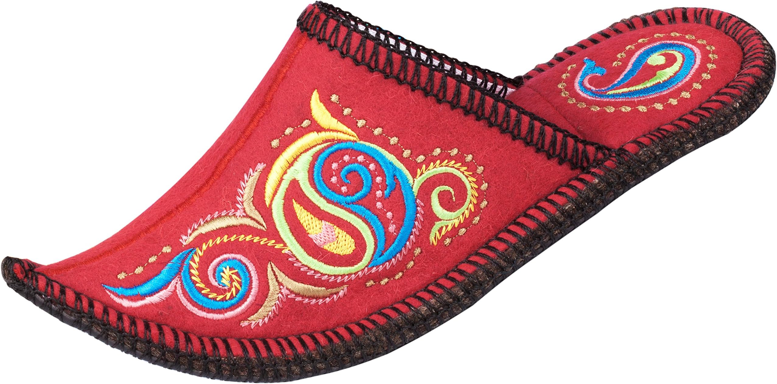 Handmade Women's Boiled Wool House Slipper, Natural Felt, Bright Soft & Breathable Exclusive Indoor Shoes