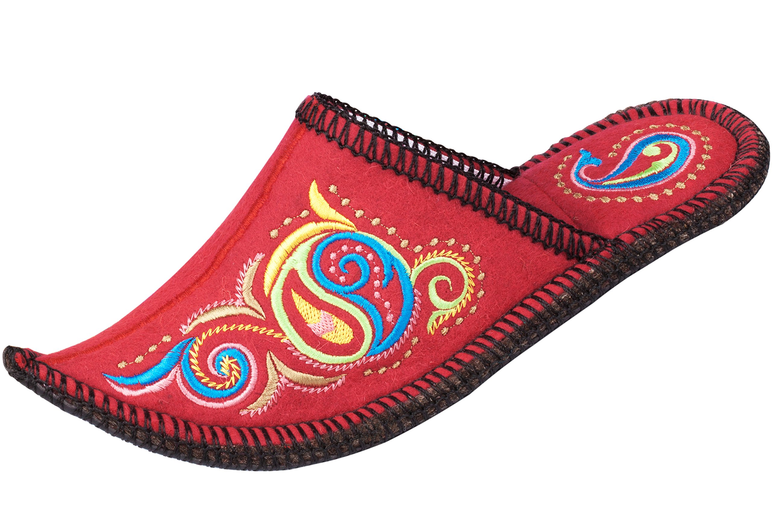 Handmade Women's Boiled Wool House Slipper, Natural Felt, Bright Soft & Breathable Exclusive Indoor Shoes