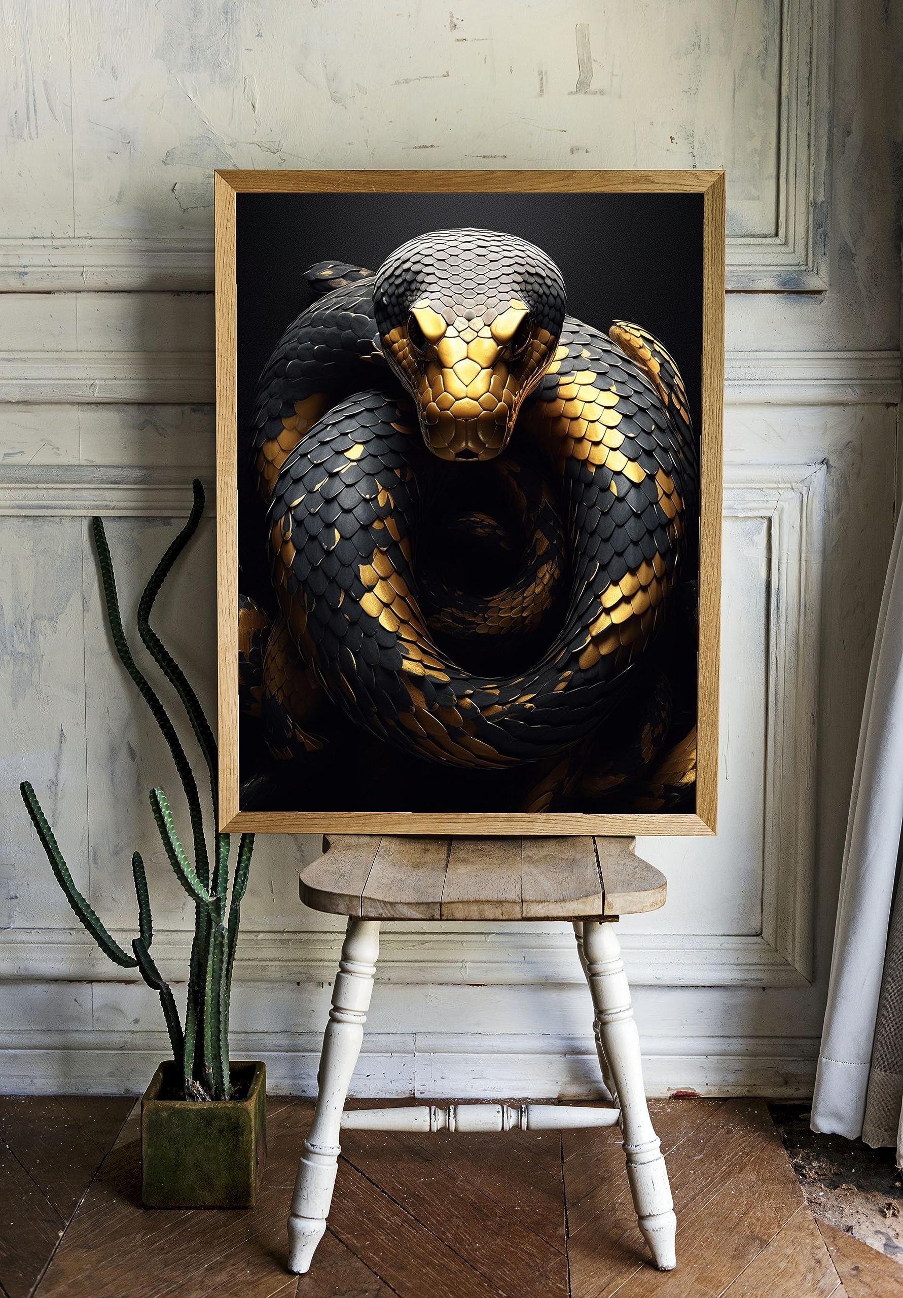 Décoration Murale En Métal Serpent – Style Gothique Floral, Noir, Découpé Au Laser (30x16 Cm)
