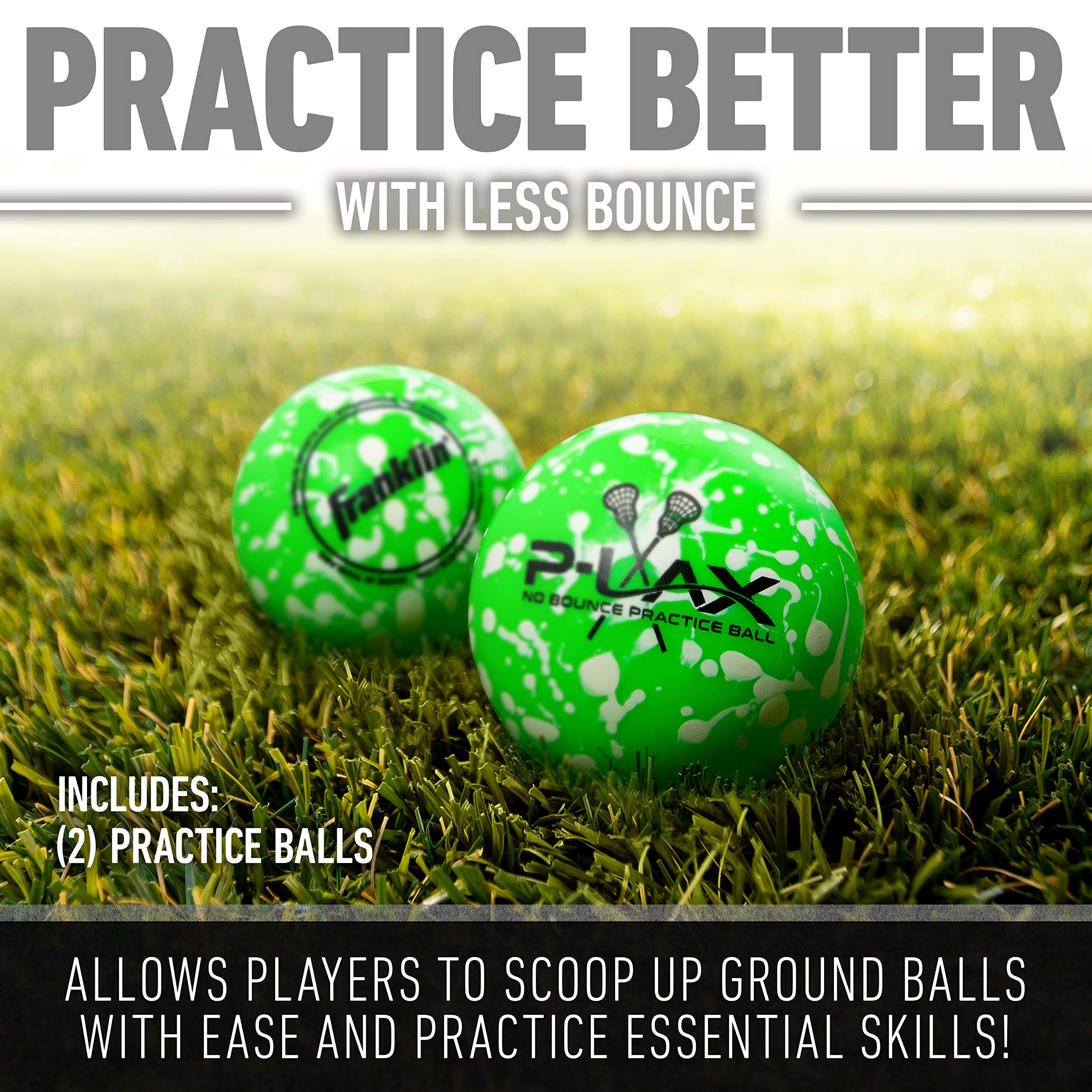 Franklin Sports Lacrosse Balls - Practice Lax Balls - 2 Pack -Massage Balls - All Ages Lacrosse - Green