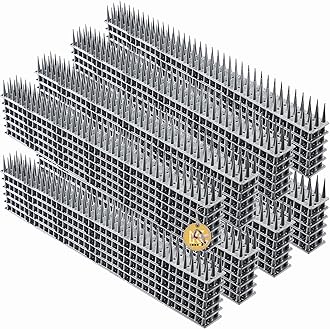 KADAX Plastic Bird Spikes, 51 x 4 x 3 cm, Wall Spikes, Fence Tops Spikes, Pigeon Repellent, Deterrent for Birds, Cats, Anti Climb Spikes, Squirrel Repellent (48, Silver)