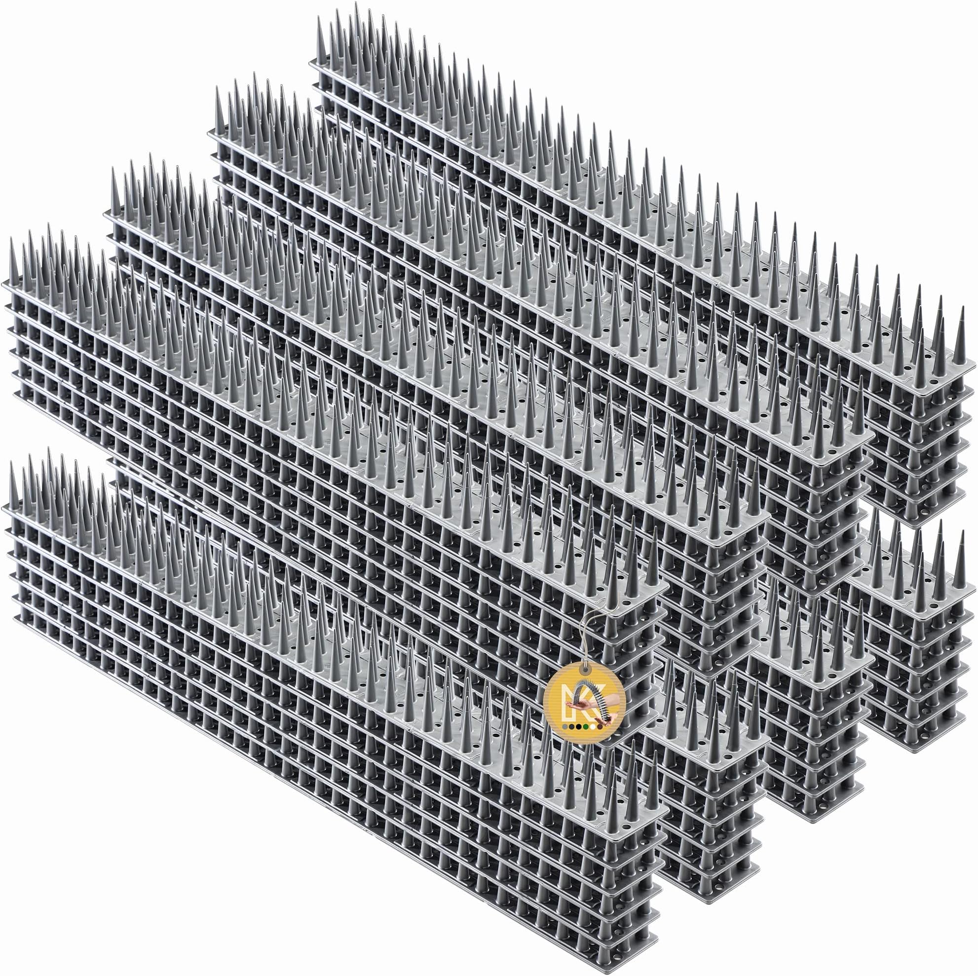 KADAX Plastic Bird Spikes, 51 x 4 x 3 cm, Wall Spikes, Fence Tops Spikes, Pigeon Repellent, Deterrent for Birds, Cats, Anti Climb Spikes, Squirrel Repellent (48, Silver)