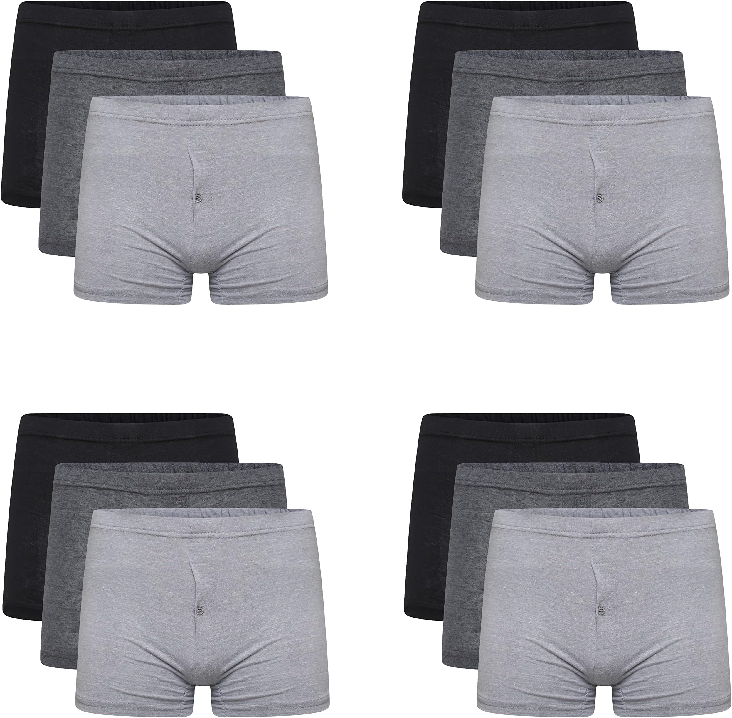 Sockstack12 Pairs Men's Plain Jersey Boxer Shorts Underwear Classic Cotton Rich Boxers
