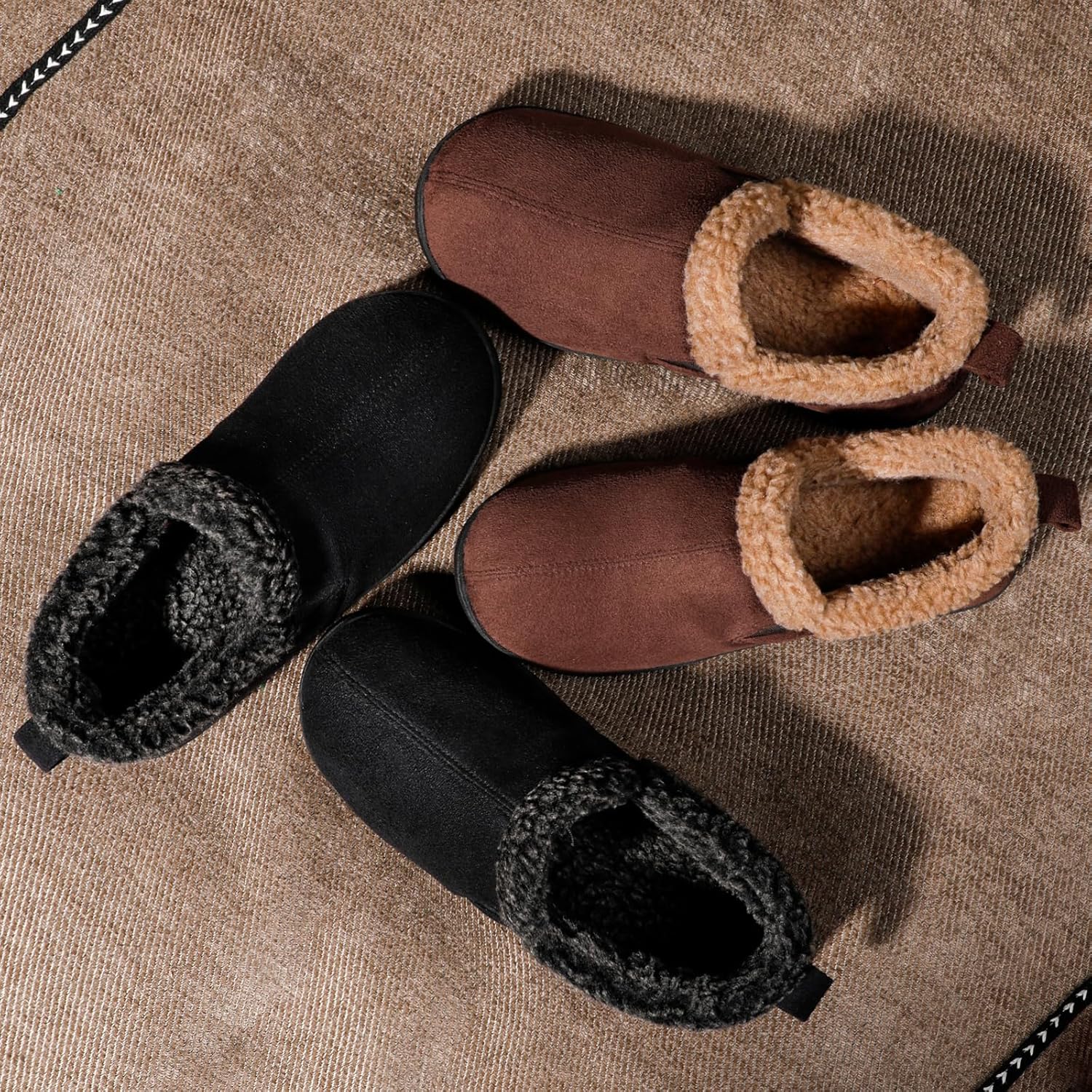 Zizor Men's Warm Fuzzy Bootie Slippers, Winter Suede Loafer House Shoes Indoor Outdoor with Memory Foam - Image 3