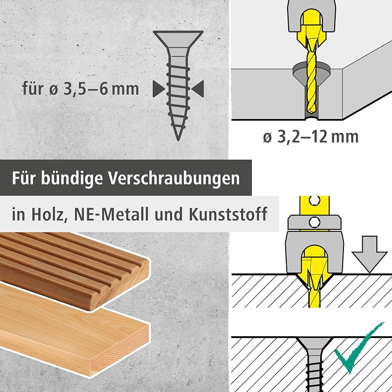 Wolfcraft Csavarfúró 3.2-12mm Mélységhatárolóval és Süllyesztéssel
